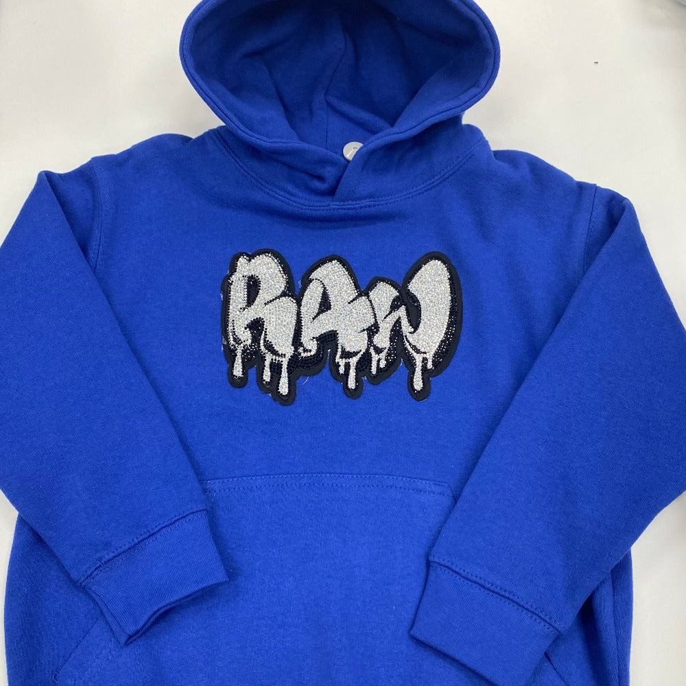 Kids Rawyalty Chenille Hoodie With Diamond-blue