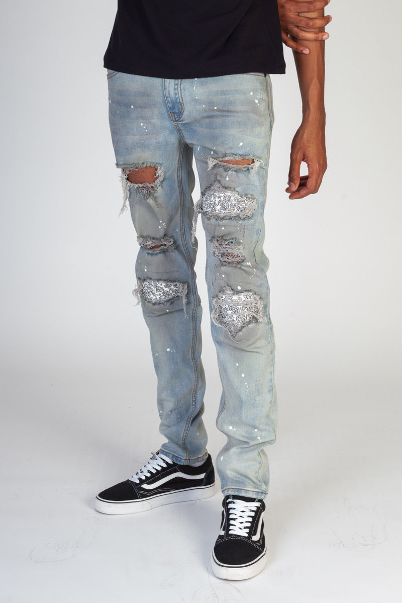 KDNK- Pin tuck Patched-Blue/Wht-KND4292