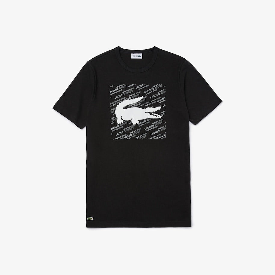 LaCoste-Men's SPORT Reflective Logo T-Shirt-Black / White • 258-TH8384