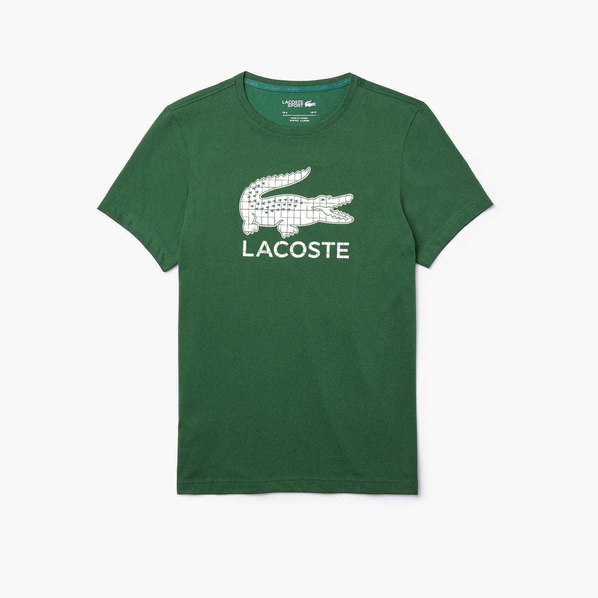 LaCoste-SPORT Crocodile Print Breathable Jersey T-shirt-Green / White • 291-TH2090