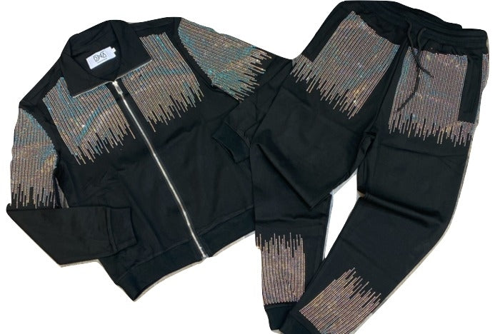 DNA Premium-Studded Sweatsuit-Black/Multi
