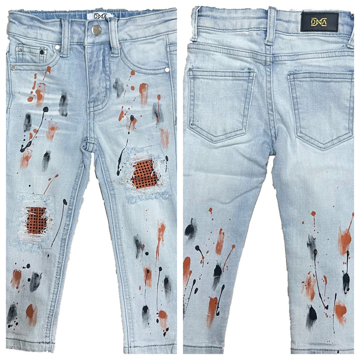 Kids Dna Stone & Paint Jeans-Orange/Black