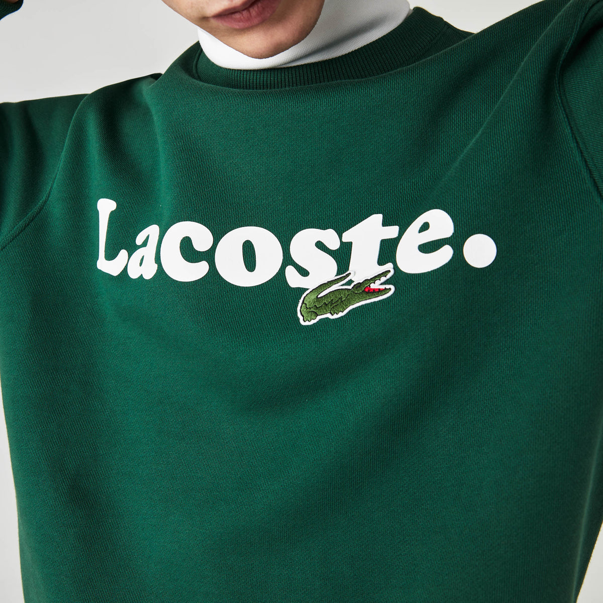 LaCoste-Lacoste And Crocodile Branded Fleece Sweatshirt-Green • 132-SH2173