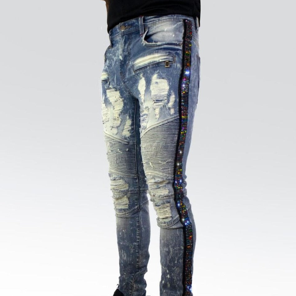 Preme Jeans-Multi Color Stone Jeans-Indigo-PR-WB-488