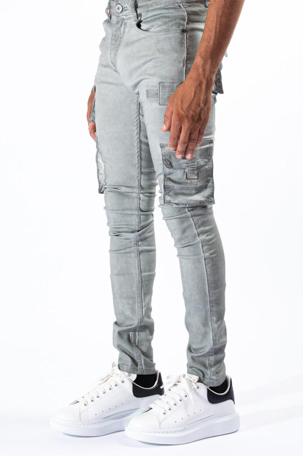 Serenede-Timber Wolf Cargo Jeans-Artic Grey