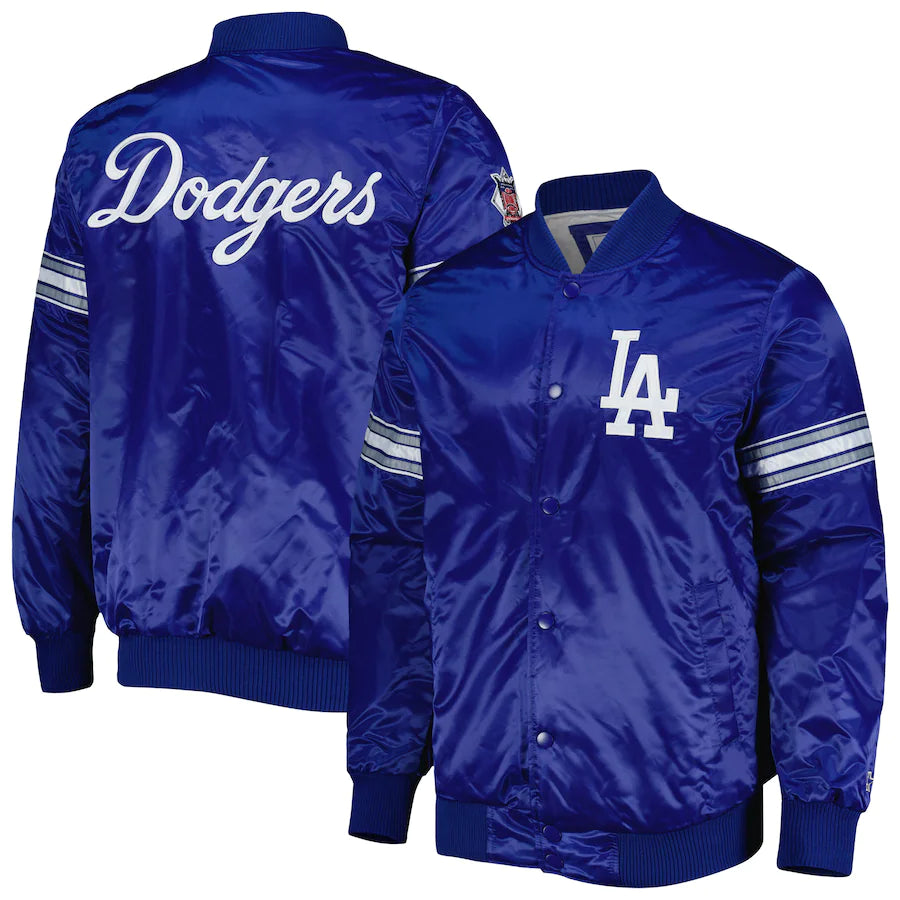 Men's Starter Los Angeles Dodgers Royal Pick & Roll Satin Varsity Full-Snap Jacket