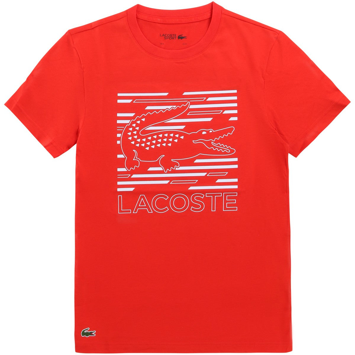 LaCoste-Men’s SPORT Ultra-Dry Graphic Tee-Red/White •75S-TH4834