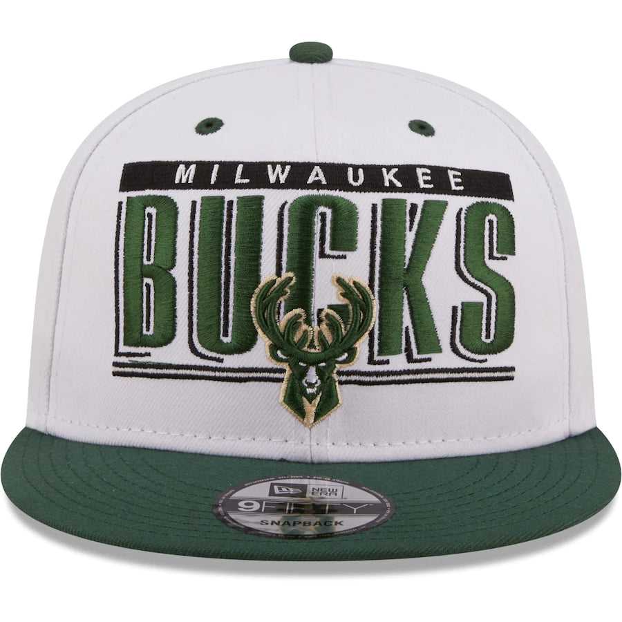 Milwaukee Bucks New Era Green Retro Title 9FIFTY Snapback Hat - White/Hunter