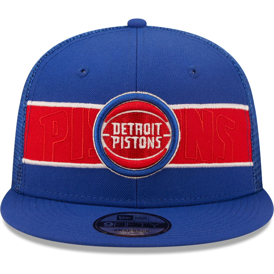 Detroit Pistons New Era Tonal Band Trucker 9FIFTY Snapback Hat - Blue