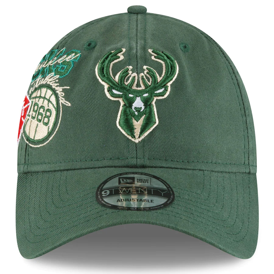 Milwaukee Bucks New Era 9TWENTY Adjustable Hat - Hunter Green