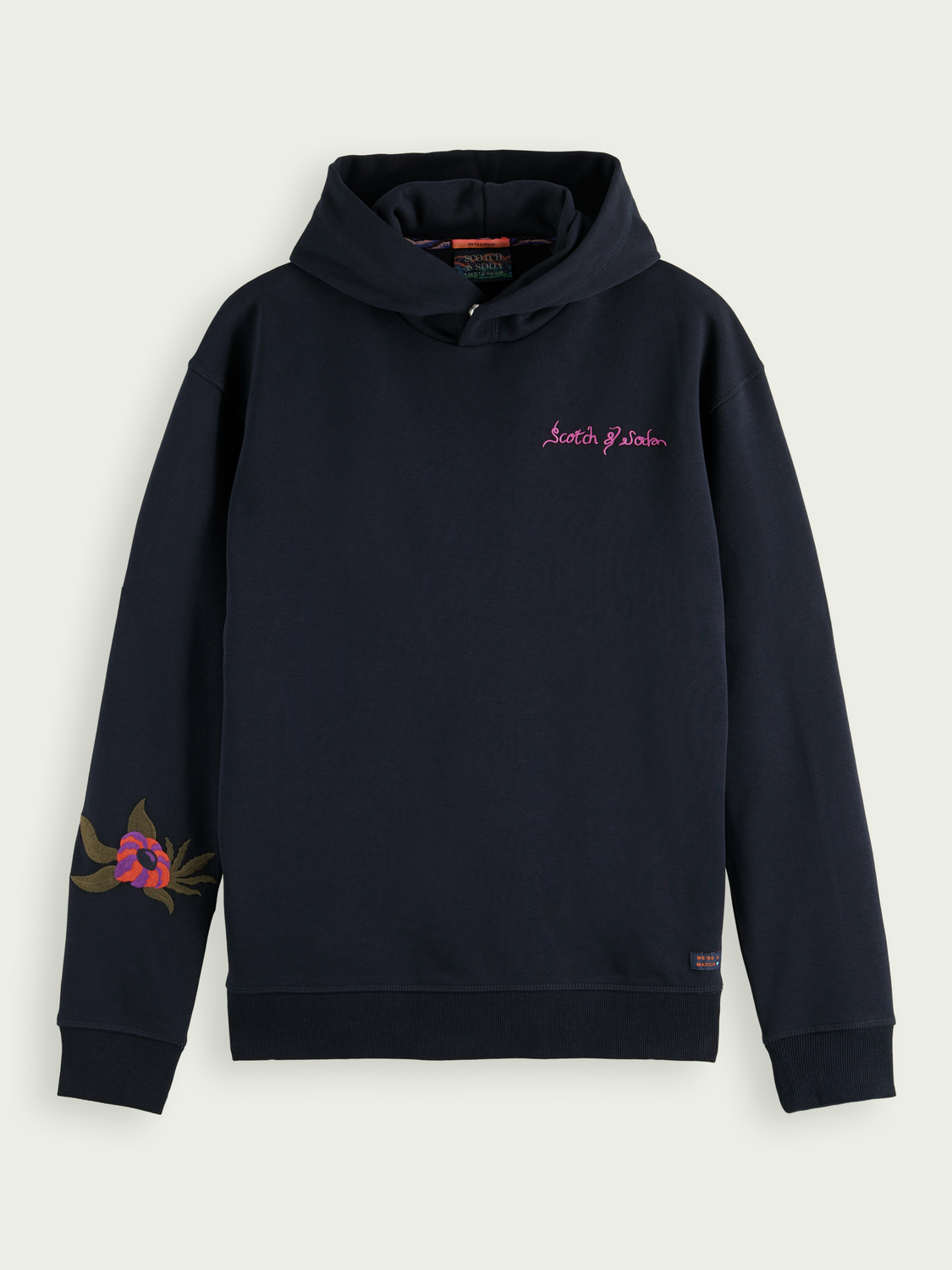 Scotch & Soda - Embroidered Flowers Felpa Hoodie - Navy